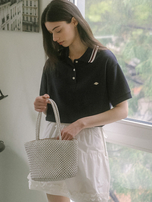 [TILLIDIE] Collar coloring cotton t-shirt TISU03TS07_Navy