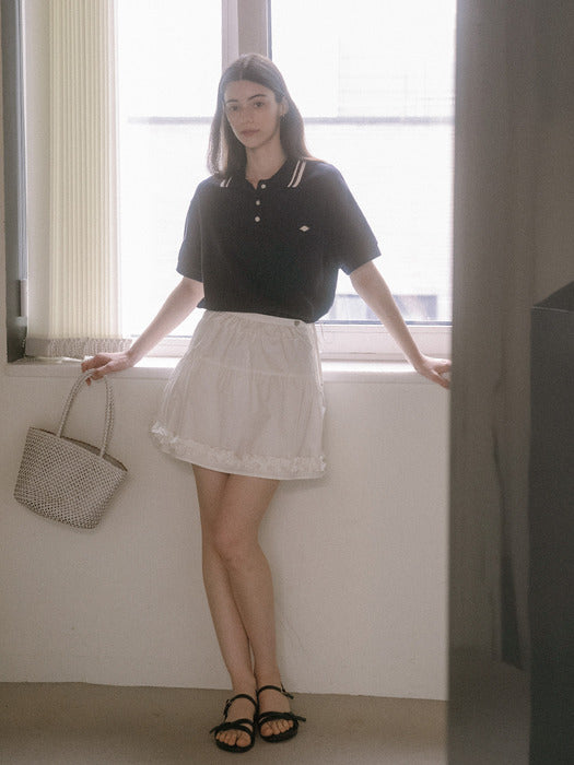 [TILLIDIE] Collar coloring cotton t-shirt TISU03TS07_Navy