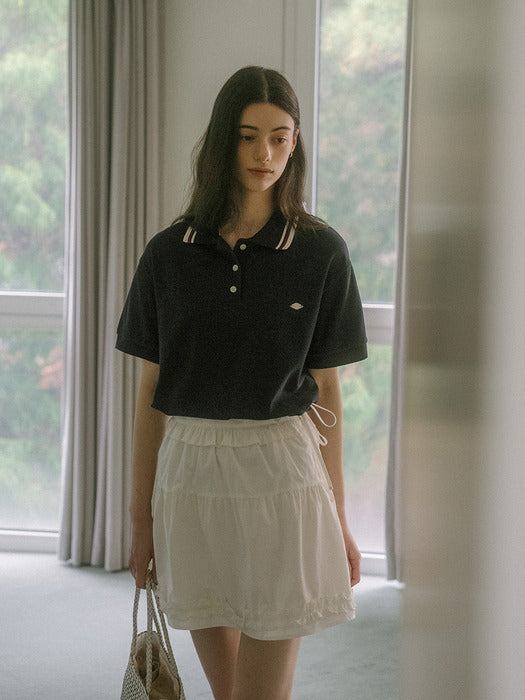 [TILLIDIE] Collar coloring cotton t-shirt TISU03TS07_Navy