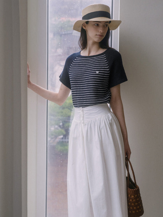 [TILLIDIE] Stripe cotton blended knit TISU03TN02_Navy