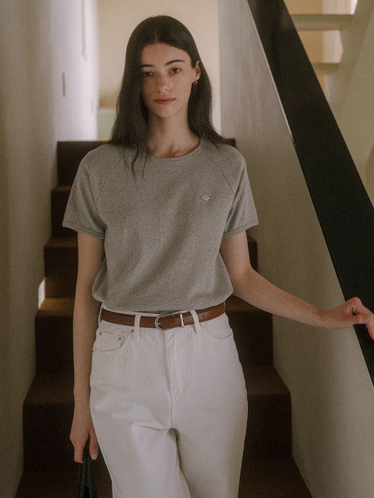 [TILLIDIE] Floral sleeve volume t-shirt TISU03TS05_Melange