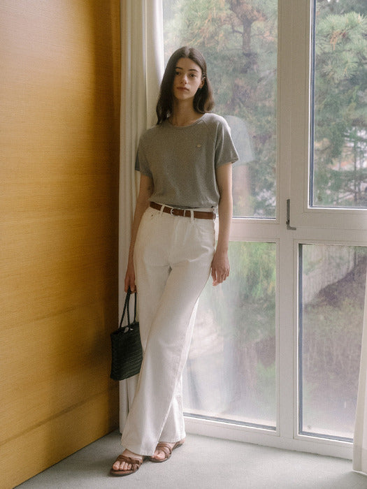 [TILLIDIE] Floral sleeve volume t-shirt TISU03TS05_Melange