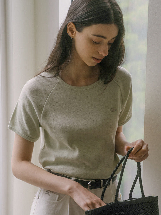 [TILLIDIE] Floral sleeve volume t-shirt TISU03TS04_Mint