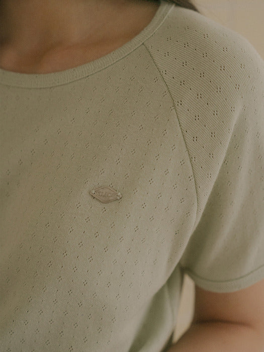 [TILLIDIE] Floral sleeve volume t-shirt TISU03TS04_Mint