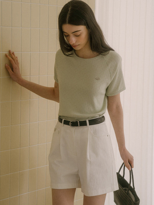 [TILLIDIE] Floral sleeve volume t-shirt TISU03TS04_Mint