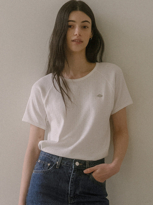 [TILLIDIE] Floral sleeve volume t-shirt TISU03TS03_Ivory