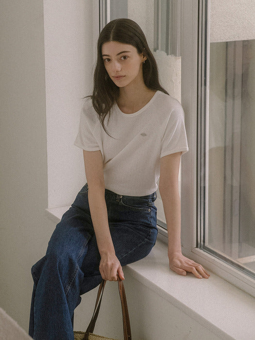 [TILLIDIE] Floral sleeve volume t-shirt TISU03TS03_Ivory