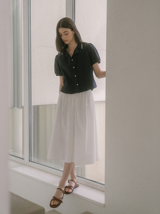 [TILLIDIE] Open collar pocket shirt TISU03SH02_Navy