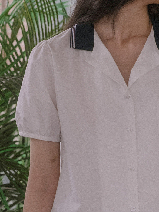 [TILLIDIE] Open collar pocket shirt TISU03SH01_Ivory