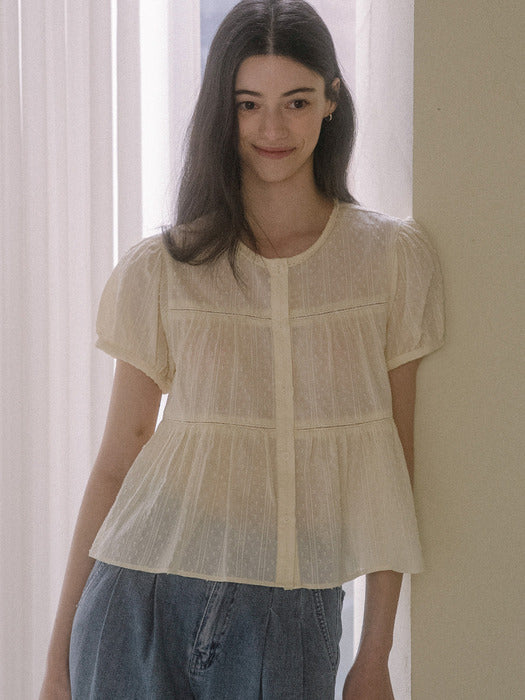 [TILLIDIE] Shirring blouse TISU03BL08_Butter