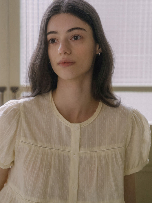 [TILLIDIE] Shirring blouse TISU03BL08_Butter