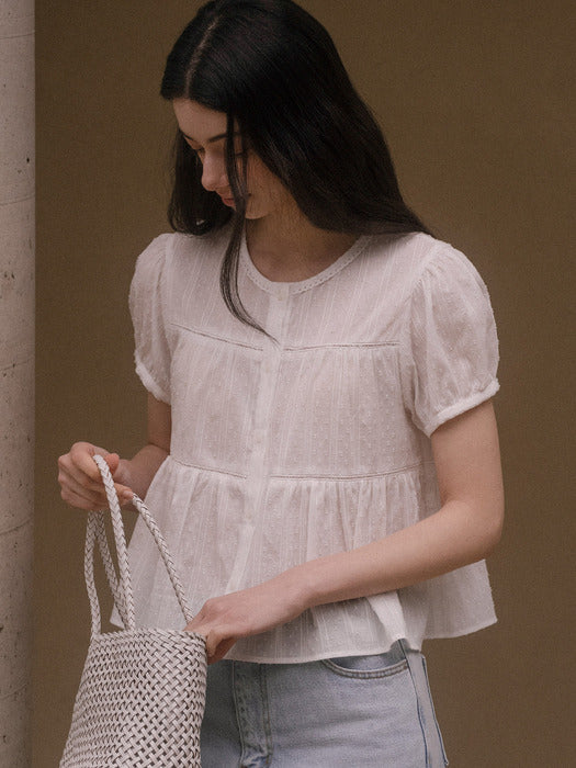 Tillidie Shirring blouse Ivory