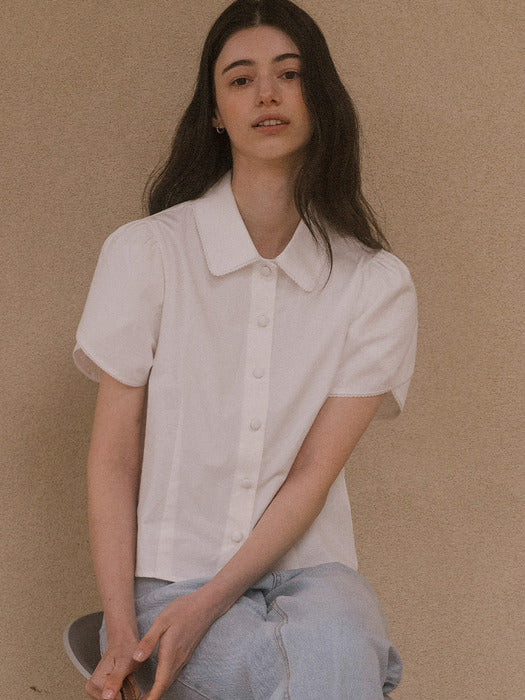 [TILLIDIE] Lace point button blouse TISU03BL05_Ivory