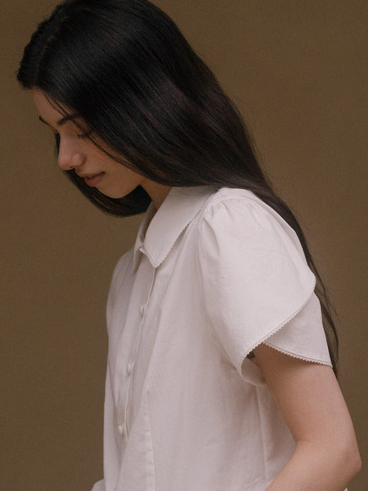 [TILLIDIE] Lace point button blouse TISU03BL05_Ivory