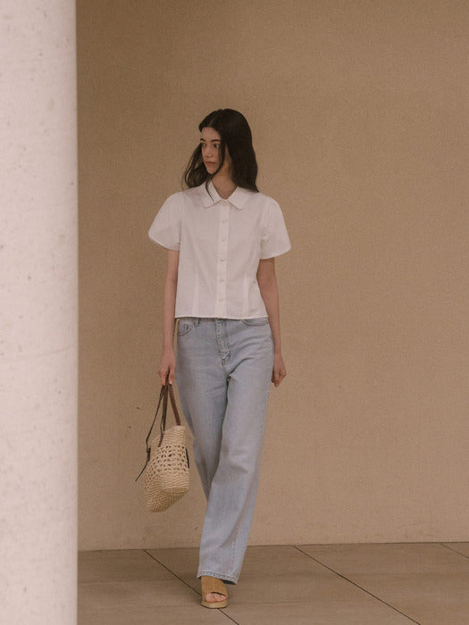 [TILLIDIE] Lace point button blouse TISU03BL05_Ivory