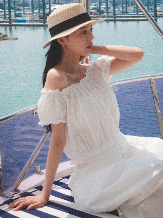 [TILLIDIE] Two-way shirring blouse TISU03BL01_Ivory