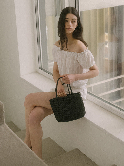 [TILLIDIE] Two-way shirring blouse TISU03BL01_Ivory