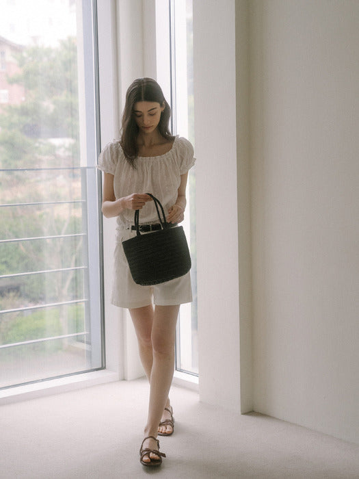 [TILLIDIE] Two-way shirring blouse TISU03BL01_Ivory