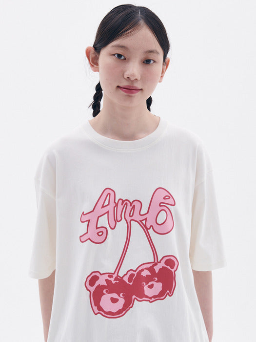 [ambler] Cherry bear T-Shirts AS1216 (Ivory)