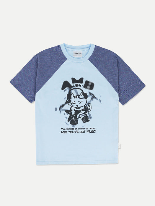 [ambler] I m a cool cat Raglan T-Shirts AS1218 (Blue)