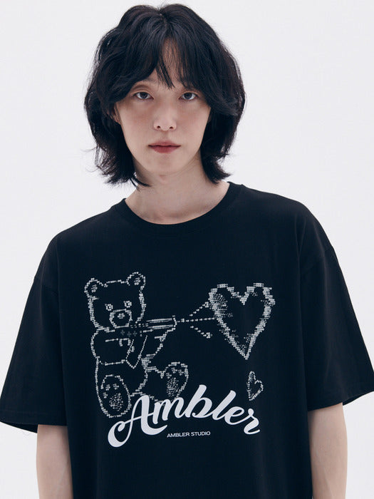 [ambler] Love gun T-Shirts AS1223 (Black)