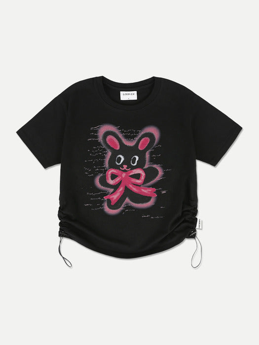 [ambler] Rabbit with ribbon Corp String T-Shirts ACR602 (Black)
