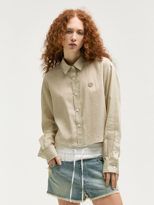 Margesherwood Linen Crop Shirt olive