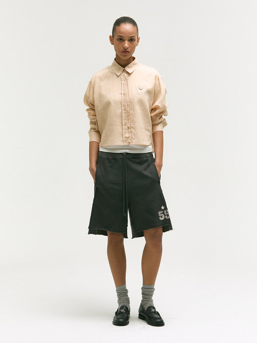 Margesherwood Linen Crop Shirt peach