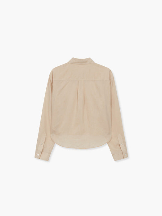 LINEN CROP SHIRT_peach