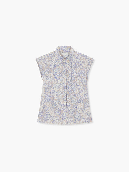 FLOWER FRILL SHIRT_blue