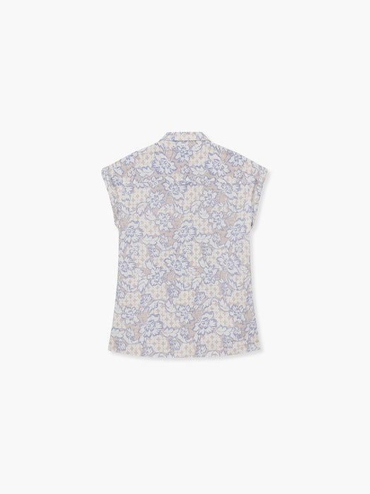 FLOWER FRILL SHIRT_blue