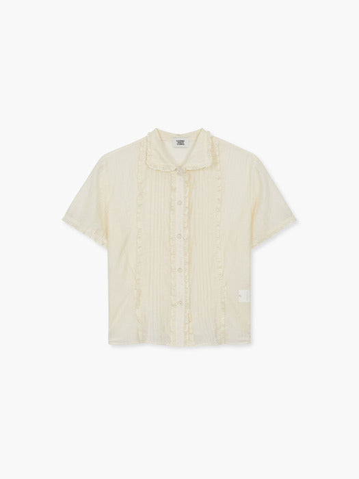 JACQUARD FRILL BLOUSE_cream