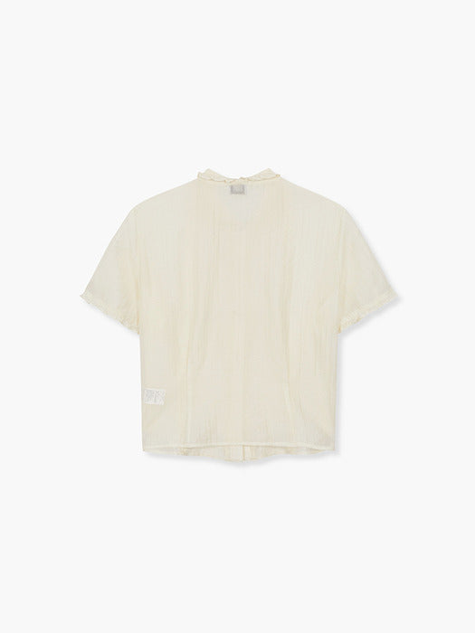 JACQUARD FRILL BLOUSE_cream