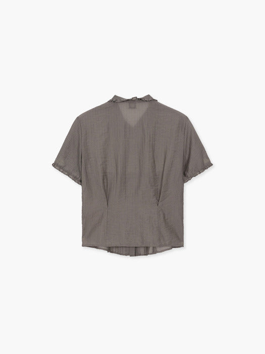 JACQUARD FRILL BLOUSE_dark grey