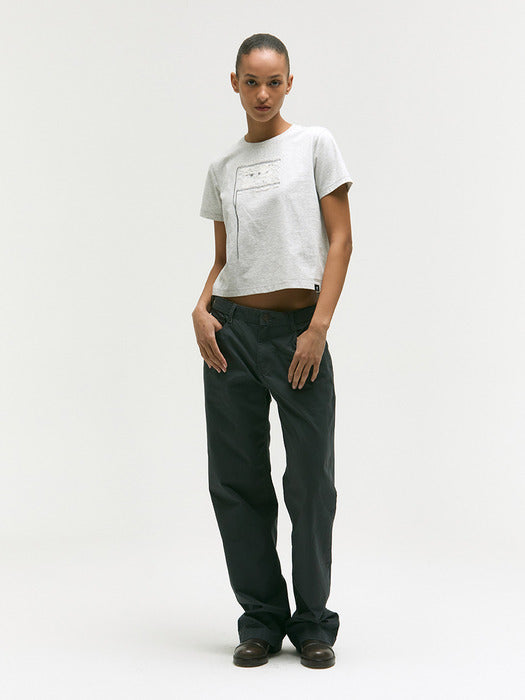 Margesherwood Metro Card Lace UP T-Shirt melange grey