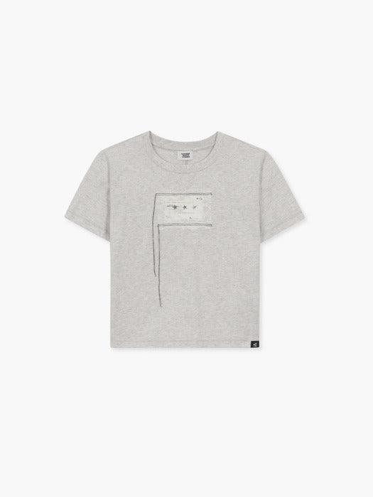 METRO CARD LACE UP T-SHIRT_melange grey