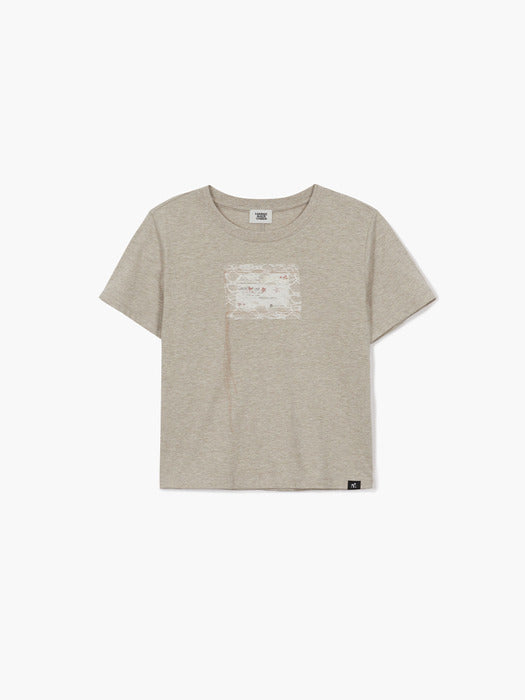 Margesherwood Metro Card Lace UP T-Shirt beige