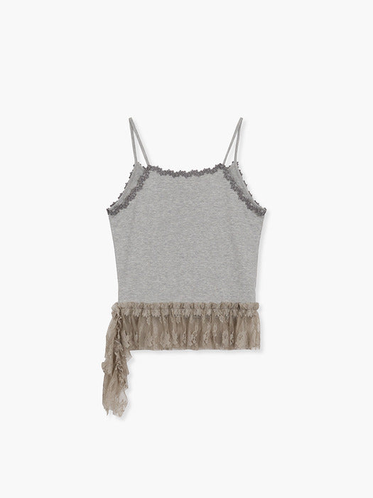 SHIRRING LACE SLEEVELESS_grey