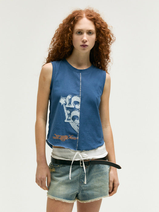 Margesherwood Printed RE Work Sleeveless blue