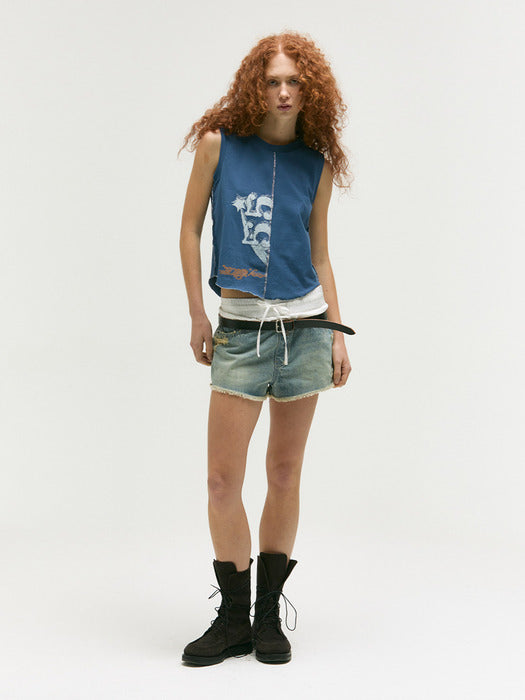 Margesherwood Printed RE Work Sleeveless blue