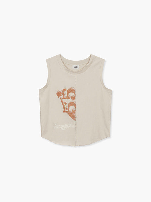 PRINTED RE WORK SLEEVELESS_beige