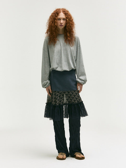 VINTAGE FLOWER SKIRT_navy