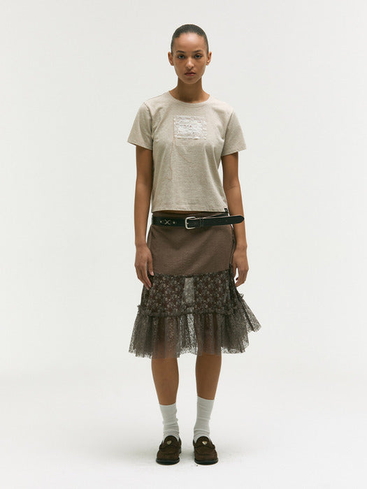 VINTAGE FLOWER SKIRT_brown