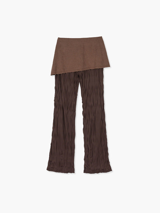 Margesherwood Wrinkle Layered Skirt Pants brown