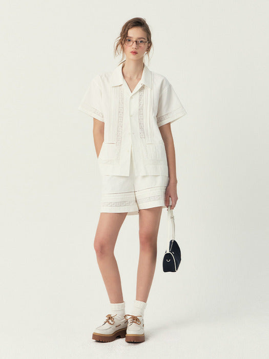 Grove 25Ss Ellis Lace Shirt (Ivory)