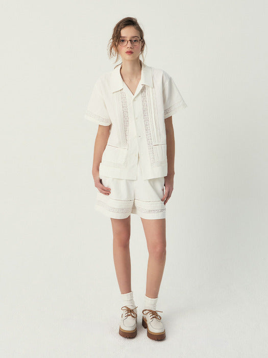 Grove 25Ss Ellis Lace Shorts (Ivory)