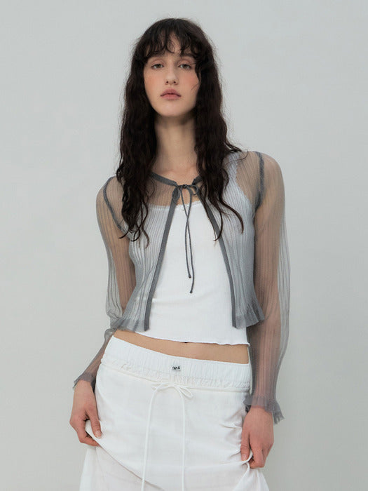 [grove] 25Ss Dion Sheer Cardigan (Grey)
