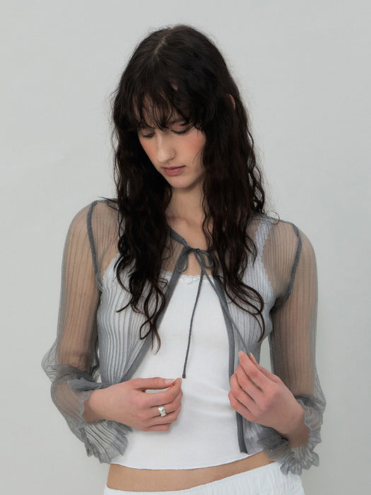 [grove] 25Ss Dion Sheer Cardigan (Grey)