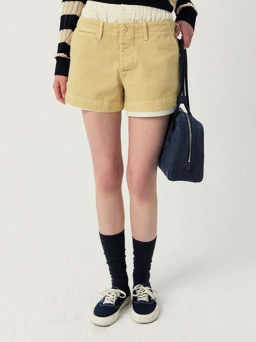 Grove 25Ss June Denim Shorts (Yellow)