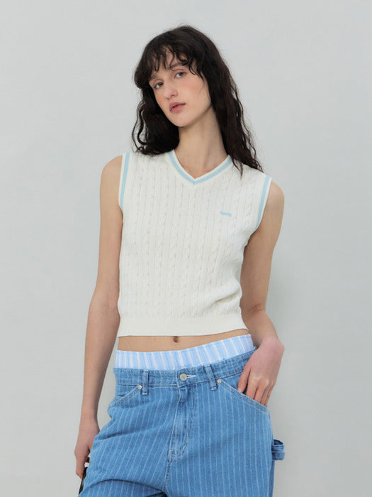 Grove 25Ss Koa V-Neck Knit Vest (Ivory)